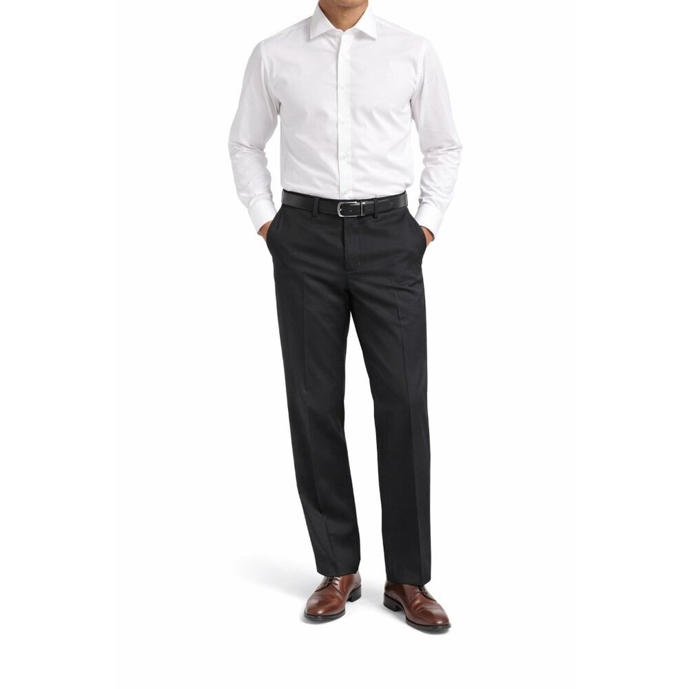 Haggar E ClO Classic Dress Pants 42x32 Black Expandable Waist No Iron Business